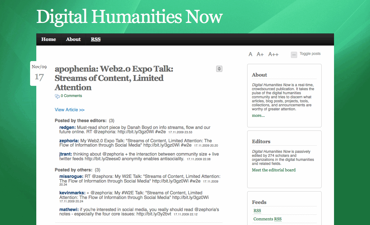 Digital Humanities Now home page